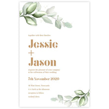 botanical green leaf wedding invitation