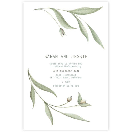 botanical leaves wedding invitation