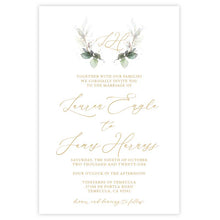 botanical wreath wedding invitation