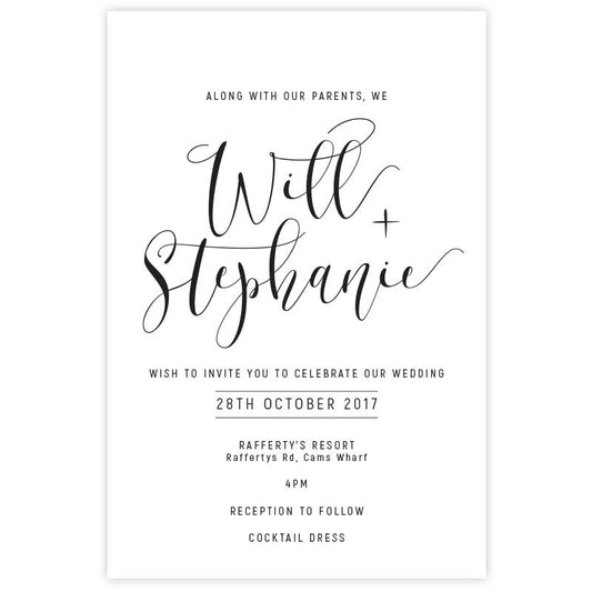 classic black and white wedding invitation