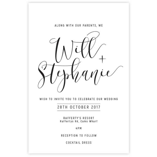 classic black and white wedding invitation
