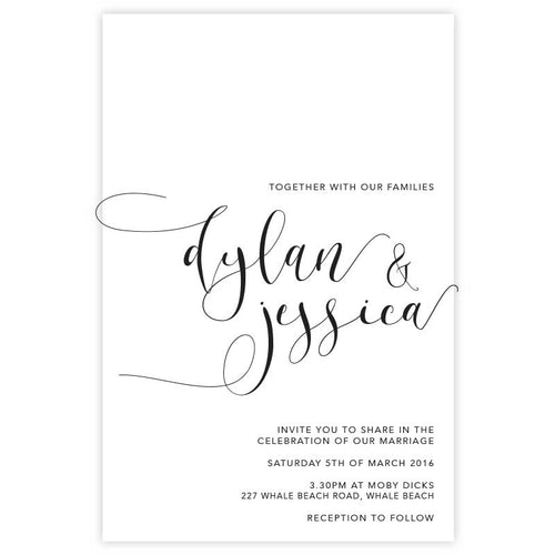 black and white wedding invitation