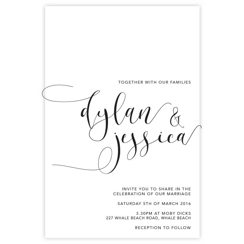 black and white wedding invitation