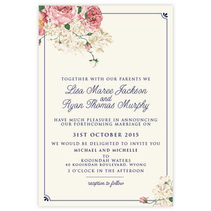 peonie wedding invitation