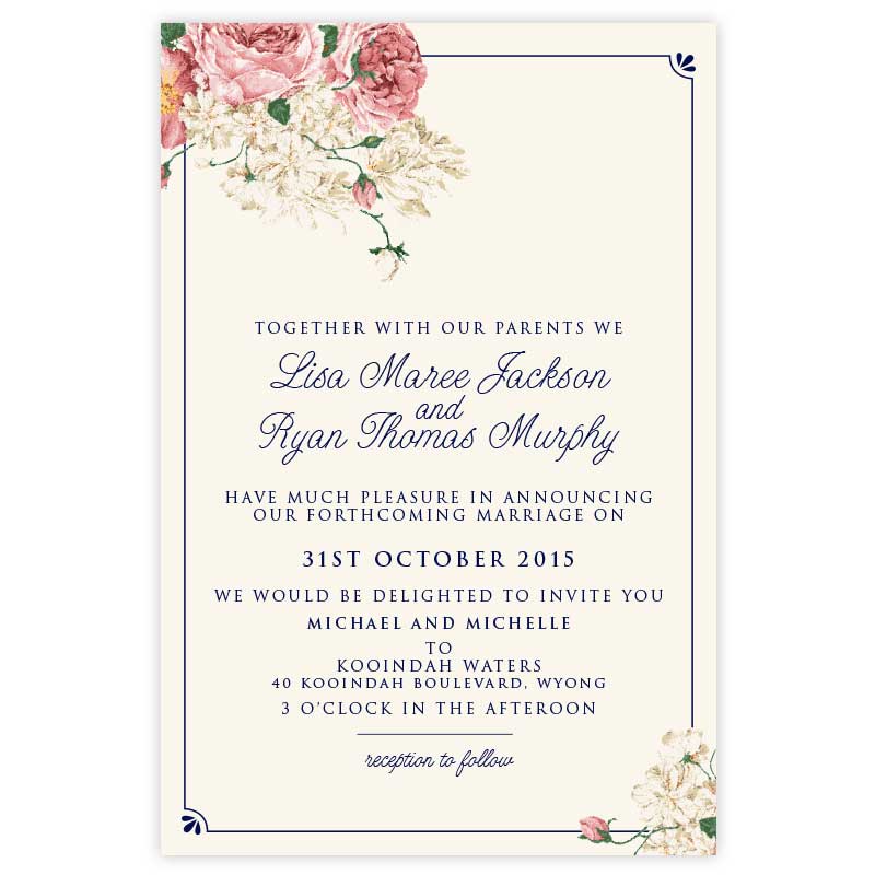 peonie wedding invitation