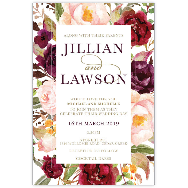 burgundy boho acrylic wedding invitation 2