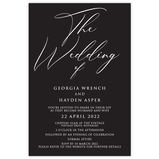 classic black and white wedding invitations