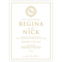 classic elegant monogram wedding invitation gold