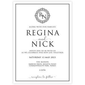 classic elegant monogram acrylic wedding invitation