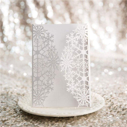 Winter Snowflake Gate Fold Laser-cut invitation in white 